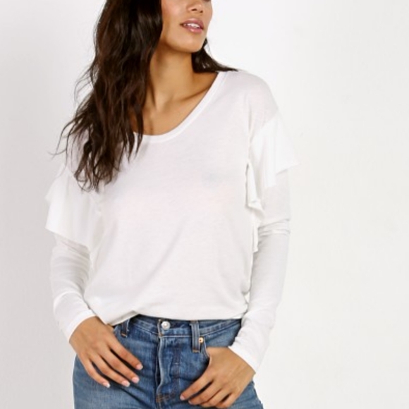 Nation LTD Gray Long Sleeve Ruffle Tee - Picture 10 of 12